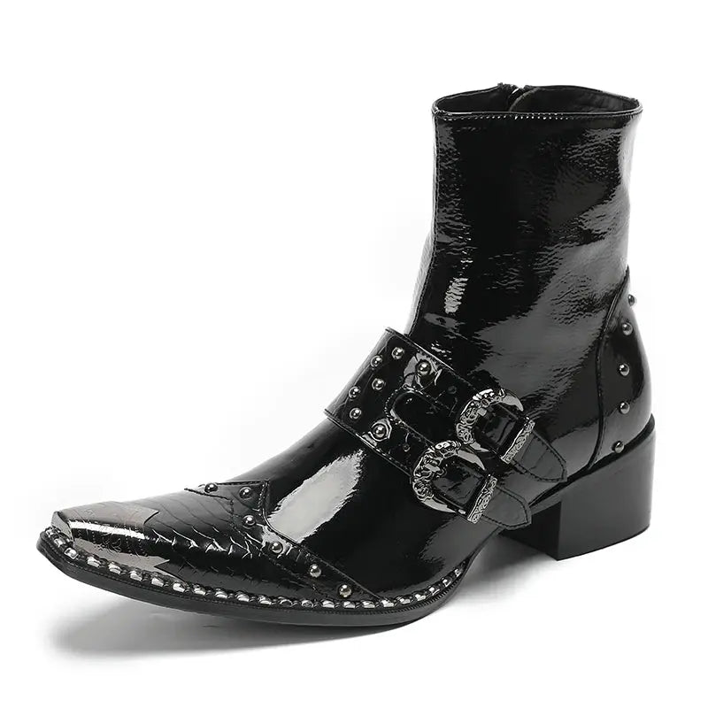 Brown leather boots with adjustable buckle straps perfect for casual and formal wear