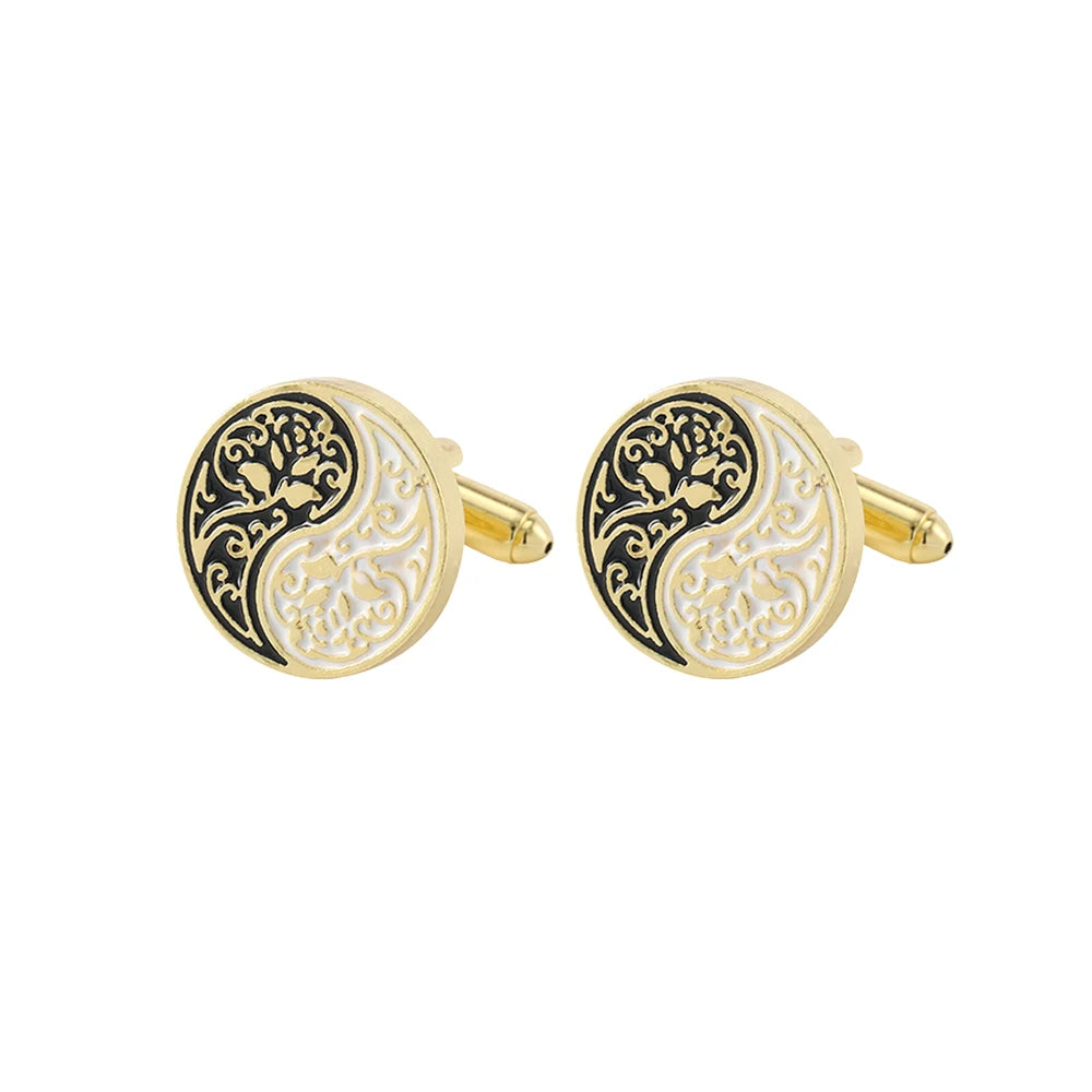Yin Yang cufflinks featuring a captivating black and white contrast.