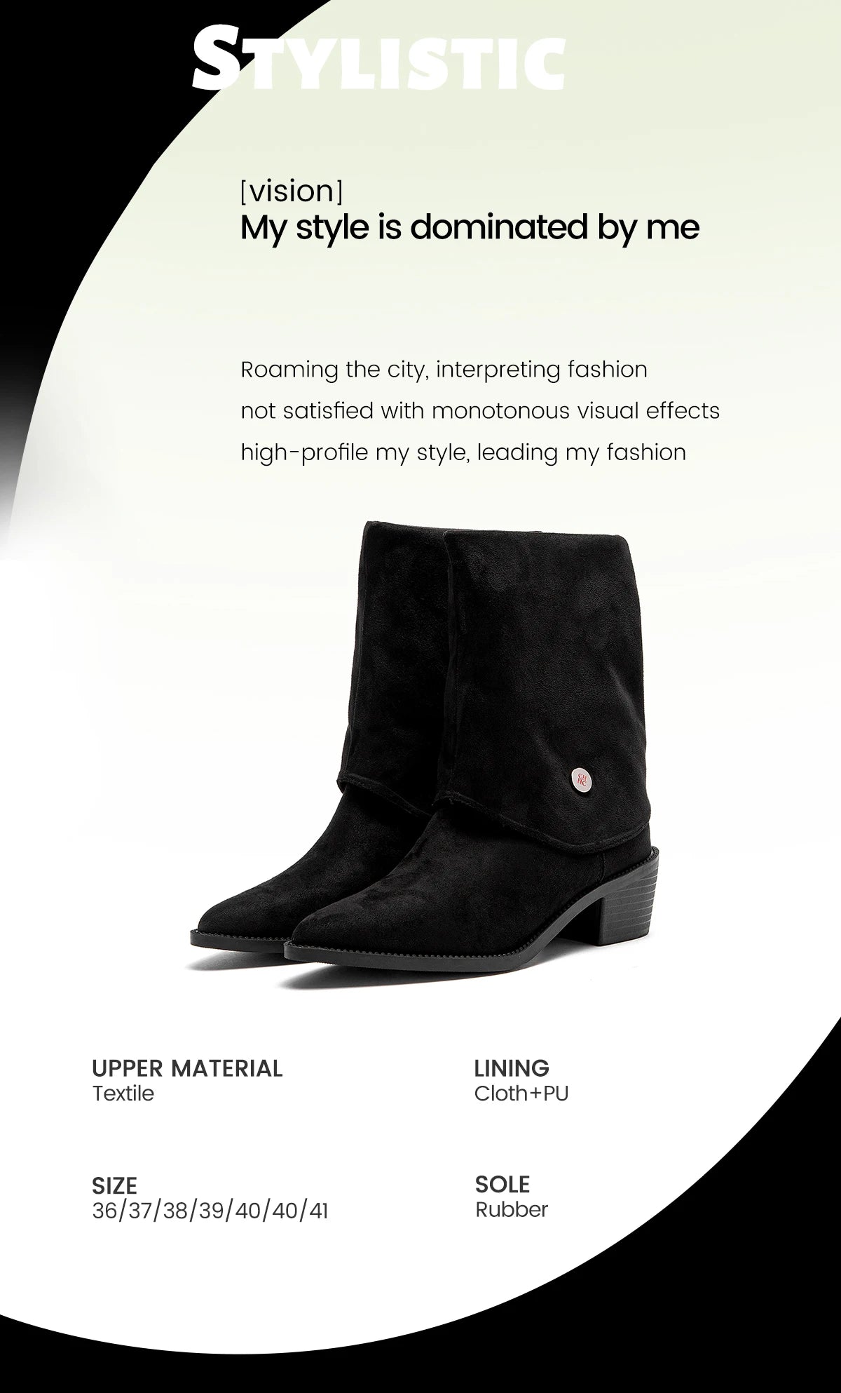 Comfortable mid-calf boots with slouched silhouette paired with cropped jeans