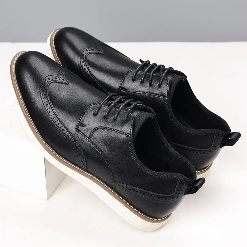 Durable rubber outsole of men's dress shoes designed for dynamic lifestyles.