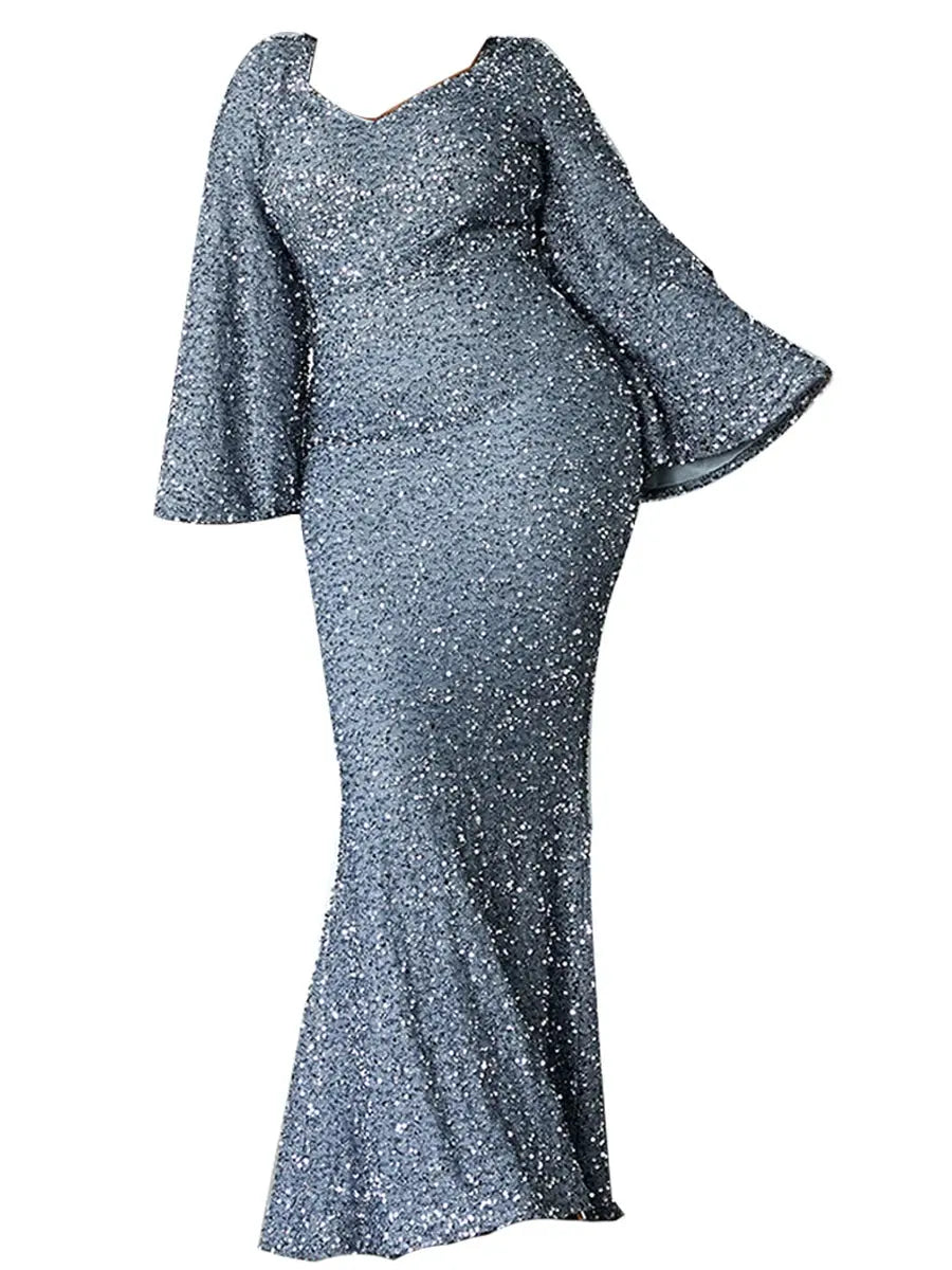 Sophisticated party dress with a graceful mermaid silhouette.