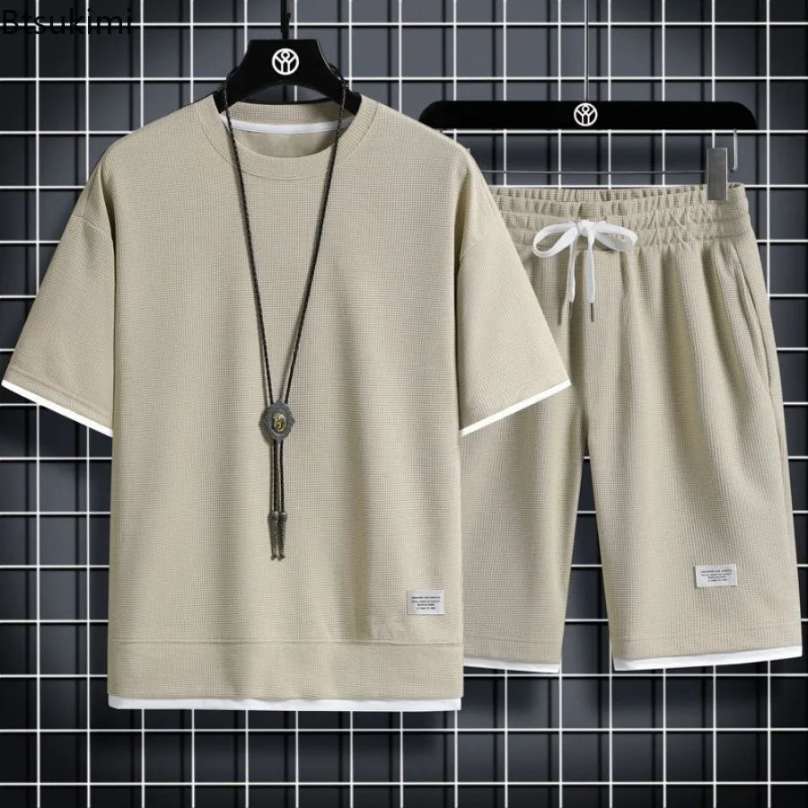 Men's Waffle Knit Tracksuit Set