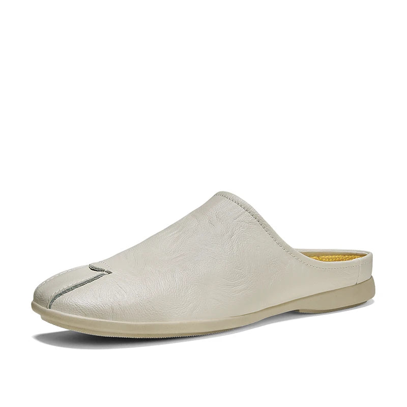 Women's genuine leather mules with non-slip sole for confident walking on any surface