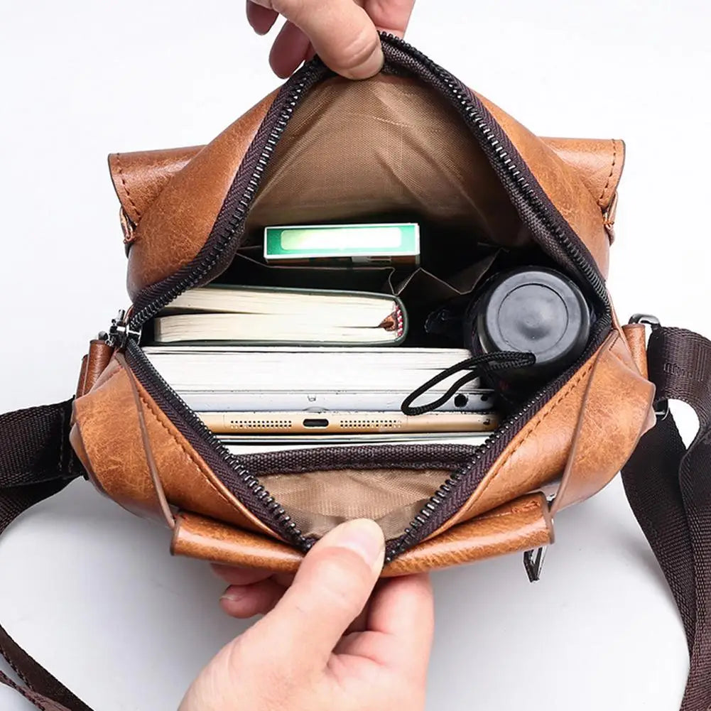 Compact crossbody bag demonstrating even weight distribution for all-day comfort