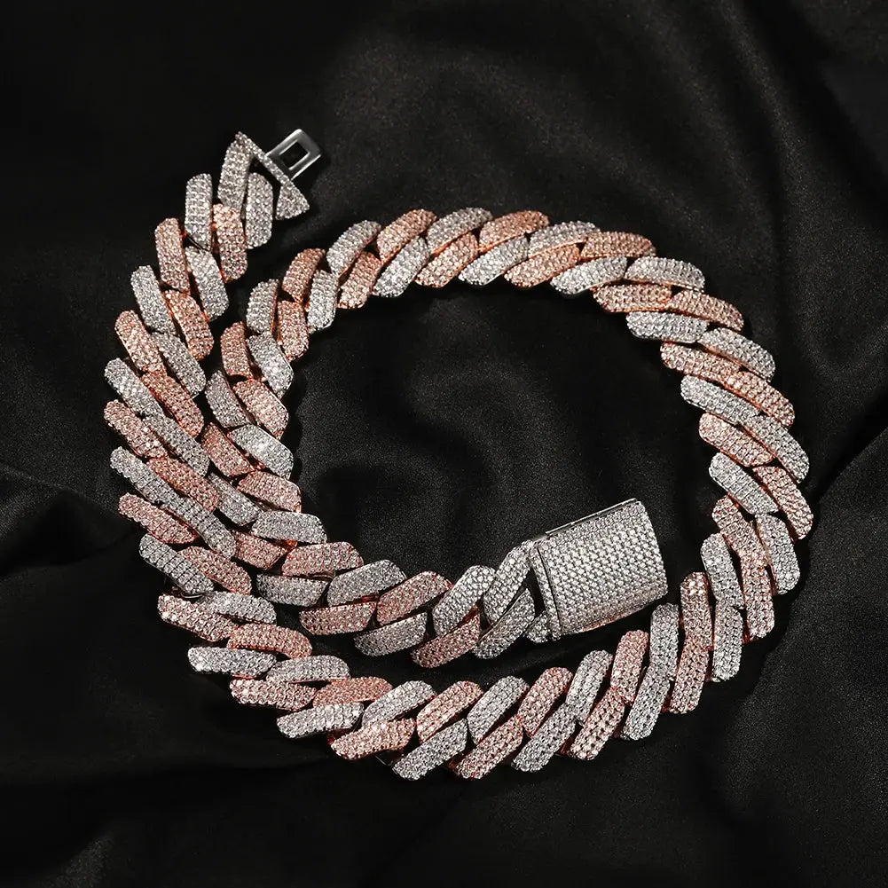 Bold statement necklace featuring three rows of light-catching cubic zirconia, perfect for parties.