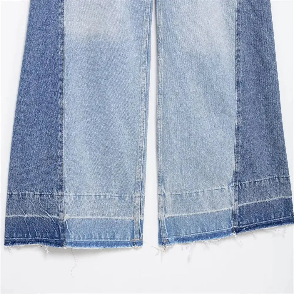 Side view of wide-leg jeans, emphasizing comfort and transformative fit.