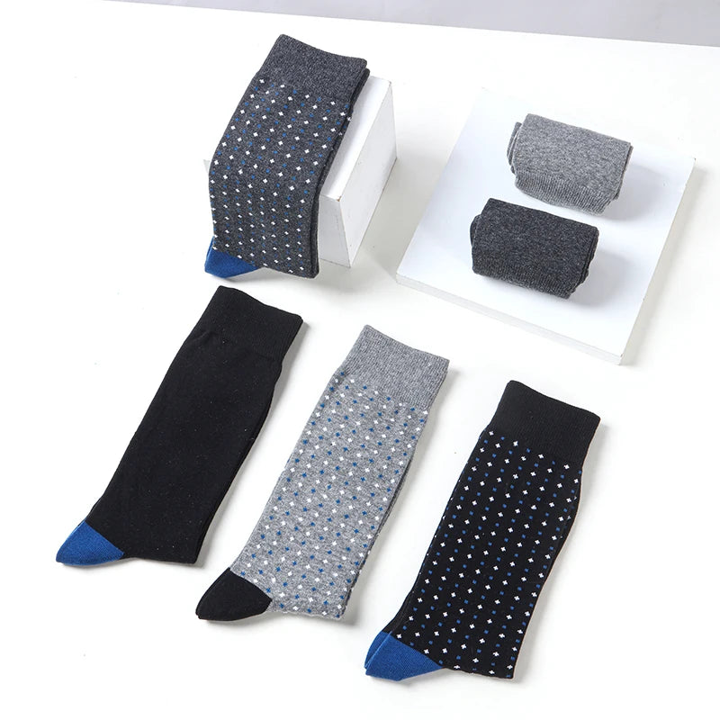 Soft cotton socks with enhanced elasticity for a snug fit.