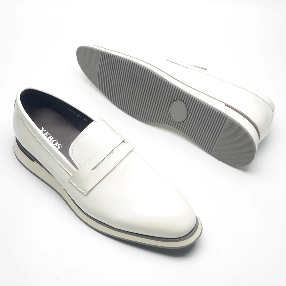 Wine-red glossy loafers with premium sheepskin comfort technology