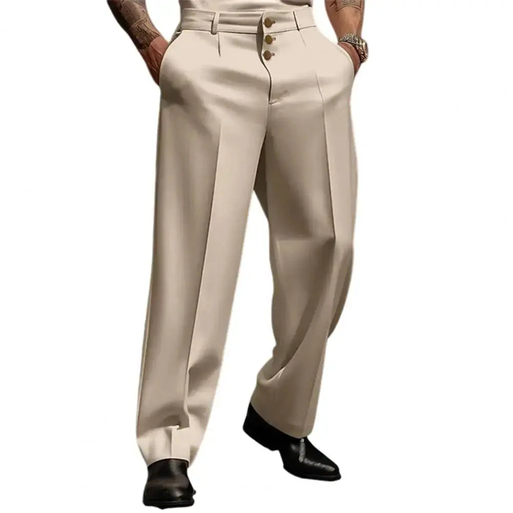 Men's fashion trousers in dark brown, crafted for comfort and a composed appearance.
