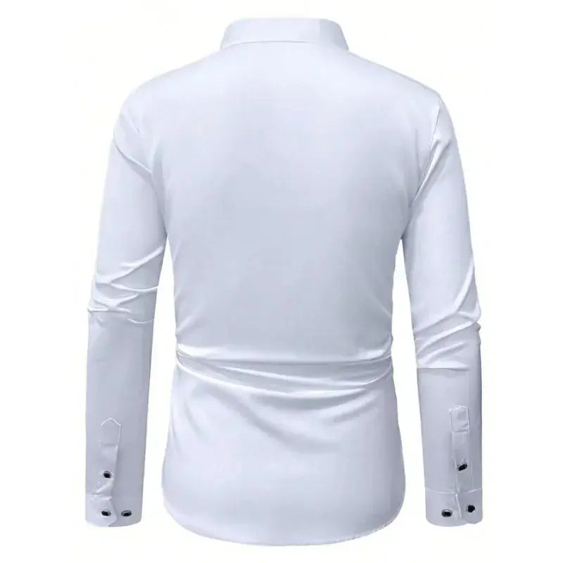 Back view of the Resolute White Shirt highlighting its timeless cut.