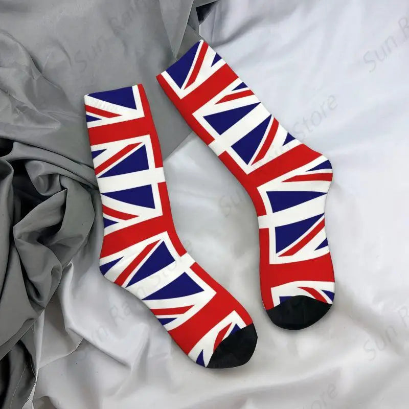 Stylish Union Jack dress socks, perfect for year-round wear with a comfortable stretchable fit.