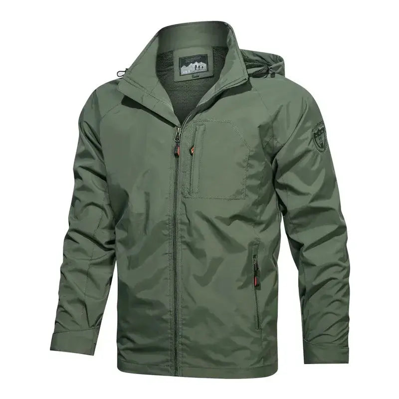 Men's Sharp Versatile Jacket featuring a detachable hood for sudden drizzles.