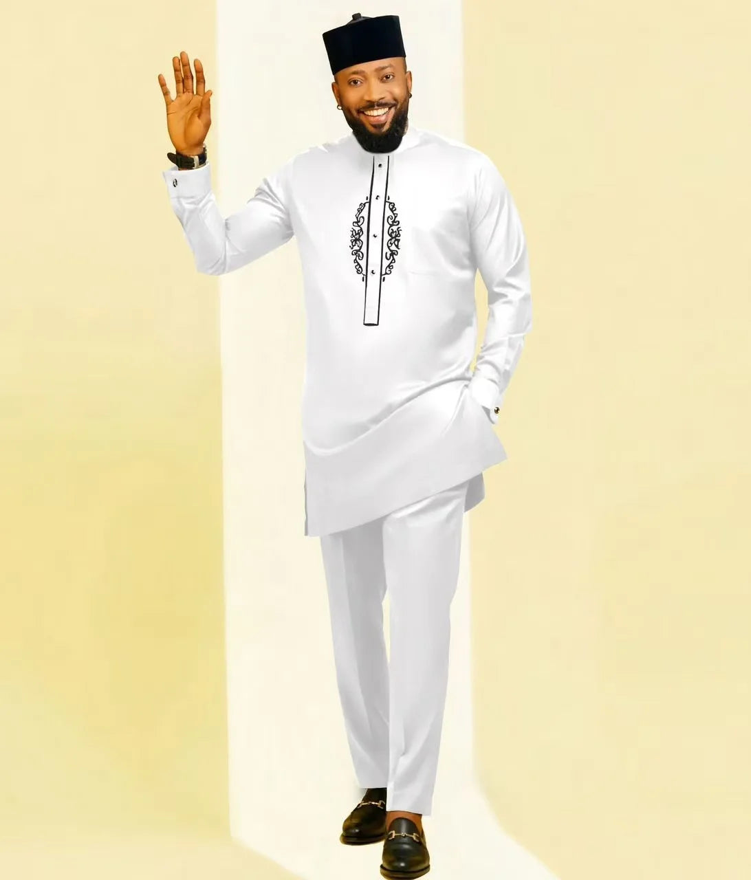 Men's African Kaftan 2-Piece Set – Long Sleeve Blouse & Pants