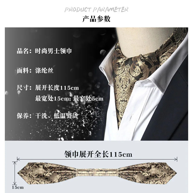 Elegant polka dot ascot tie with traditional tatting weave