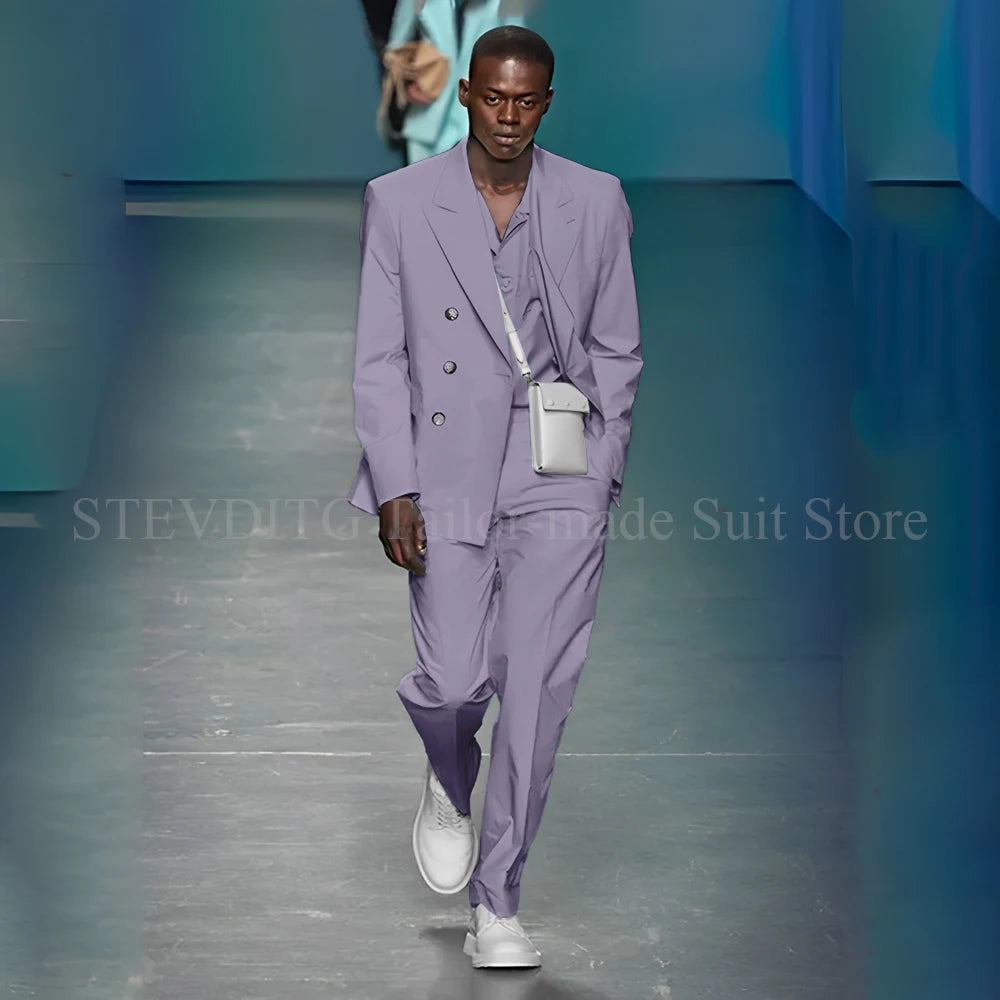 Azure Allure suit paired with a crisp white shirt, ideal for business meetings.