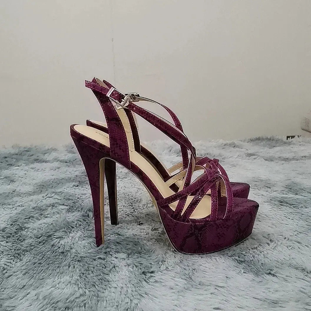Striking stiletto sandals with a secure ankle strap for confidence.