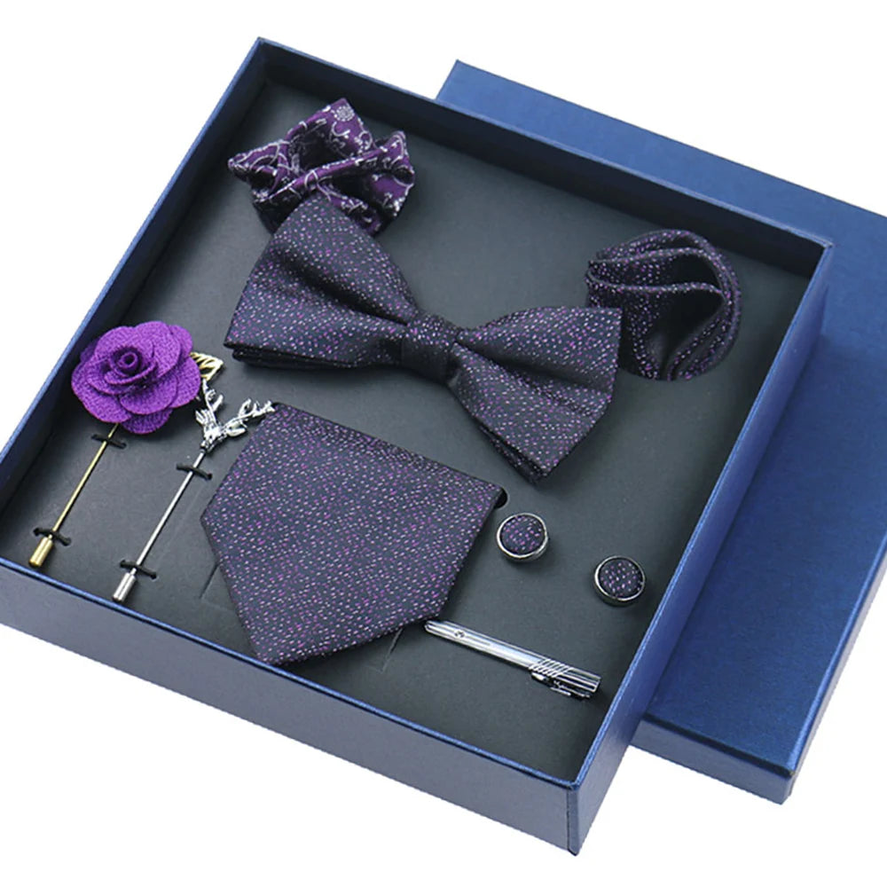 Eight-piece blue formal collection with contemporary floral accents