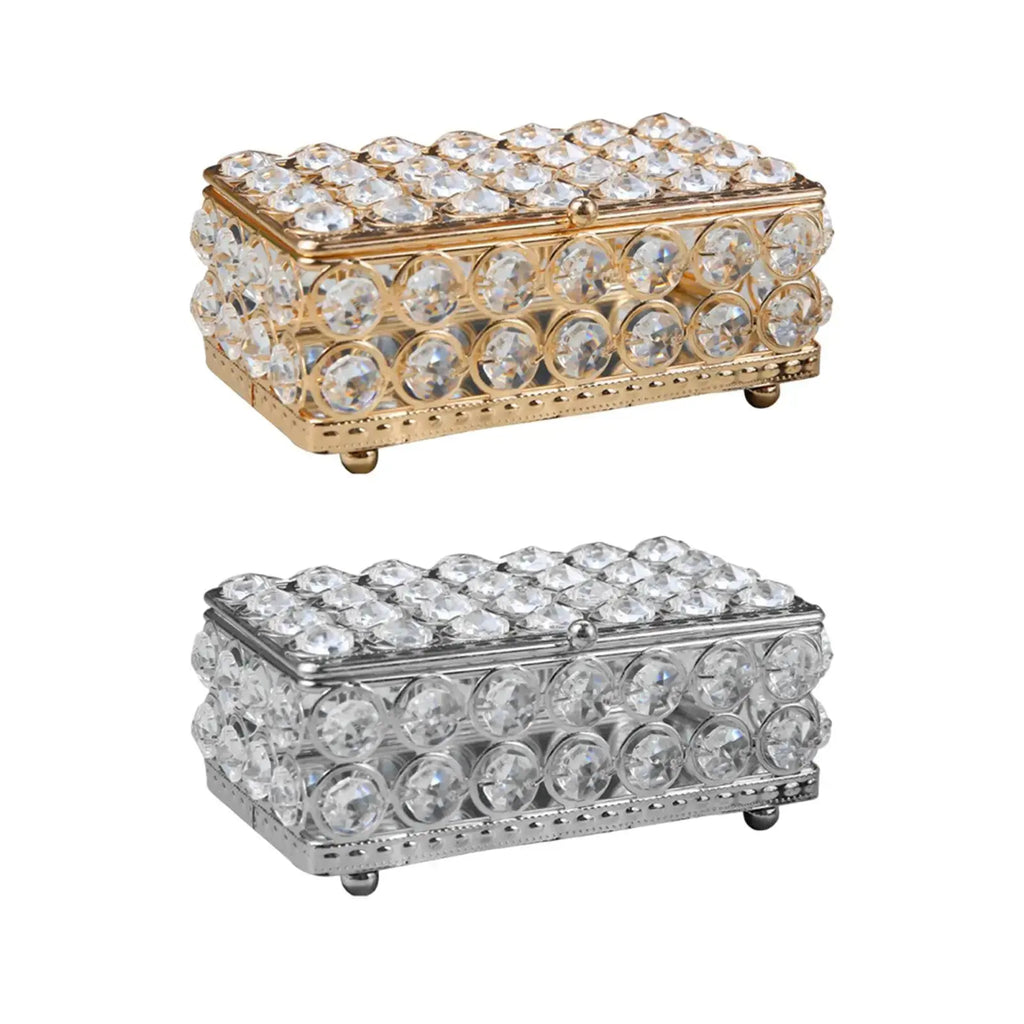 Sleek metal Cherished Keepsakes Box with mirrored surfaces for elegant jewelry display.