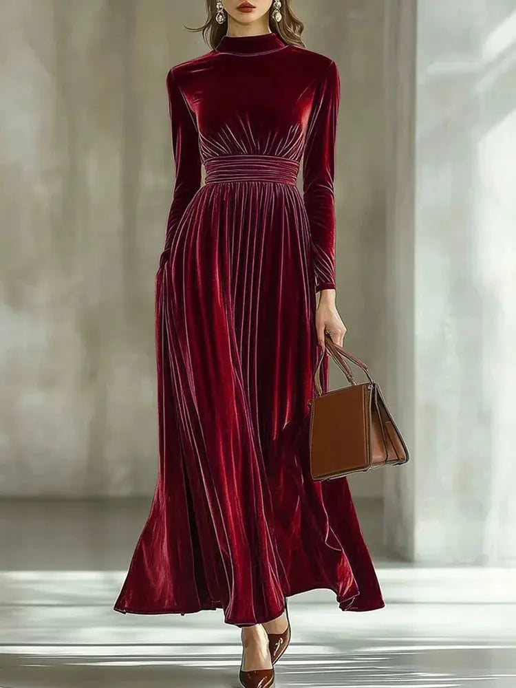 Close-up of the Velvet Whisper Dress showcasing luxurious soft velvet fabric.