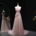 Comfortable strapless gown featuring a built-in bra and structured bodice.