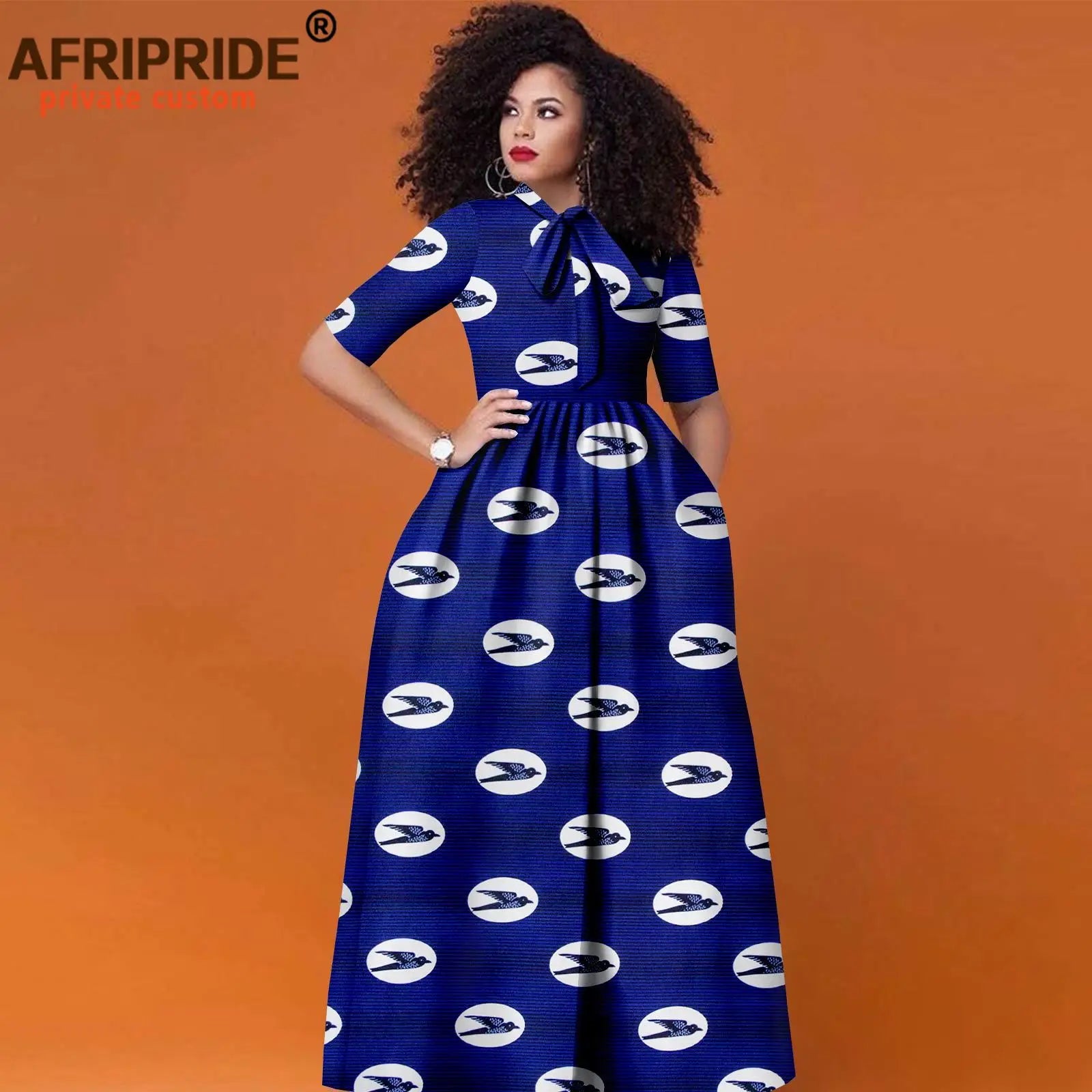 African Women's Ankara Half Sleeve High Waist Maxi Dress