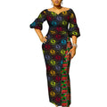 African Dresses for Women Patchwork Ankara Dress Lantern Sleeves Maxi Dress Women Party Dress Lady African Clothes WY9937