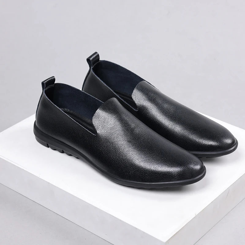 Top view of versatile slip-on shoes, combining sophistication and ease.