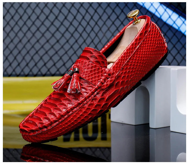 Men's waterproof leather loafer with flat construction and true-to-size fit
