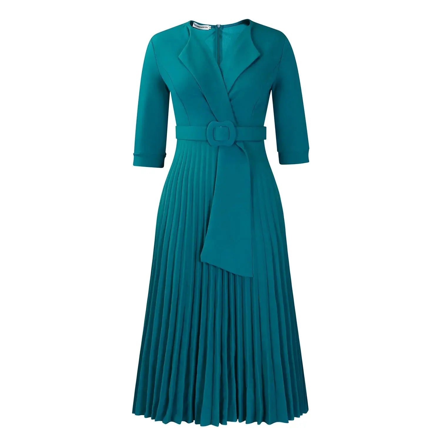 Flat lay of the black pleated dress with accessories, ideal for formal gatherings or conferences.