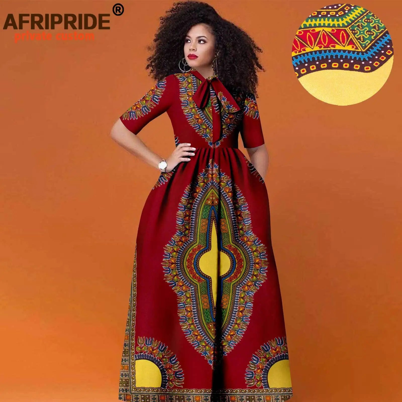 African Women's Ankara Half Sleeve High Waist Maxi Dress