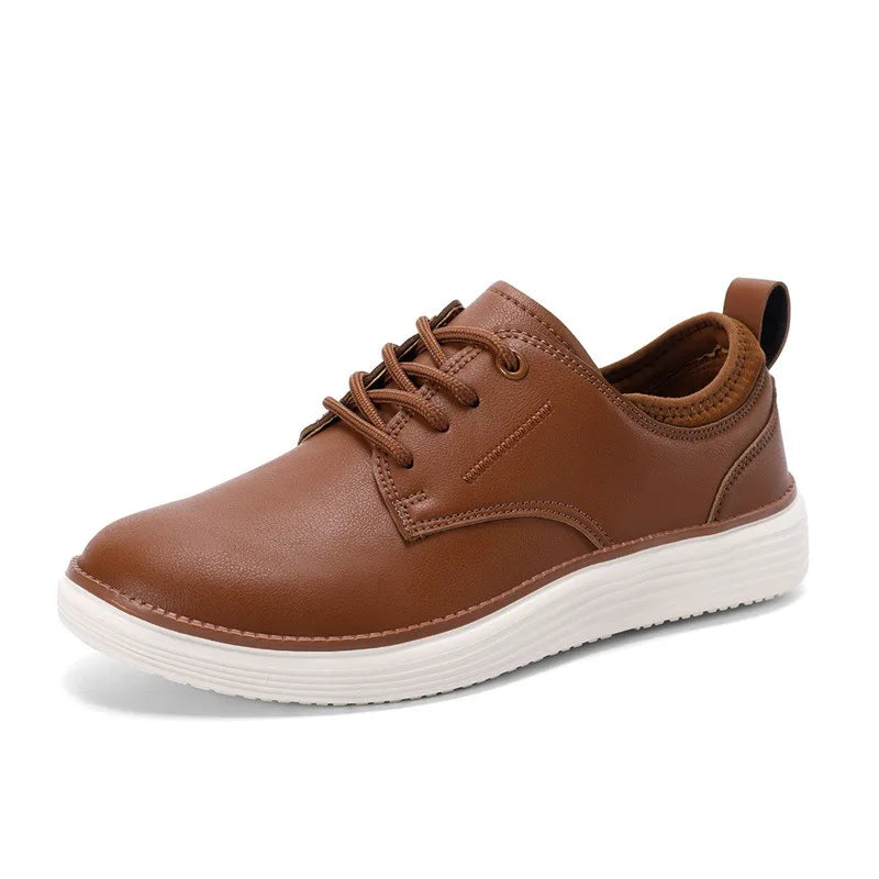 Men's boardroom leather oxford shoes showing detailed craftsmanship and secure lace closure