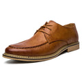 Detail of derby shoe construction showing breathable leather upper and comfortable rubber outsole