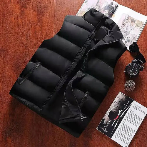 Close-up of the zip-up front of the Autumn Breeze Vest, showcasing its durable construction.