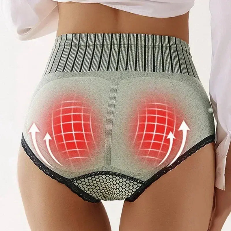 Breathable nylon fabric of high-waist shaper briefs for all-day freshness.