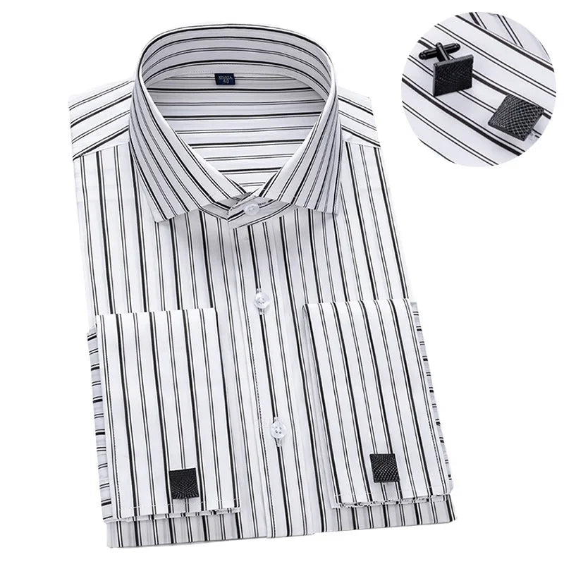 Elegant dress shirt featuring Windsor collar and French cuffs for formal occasions