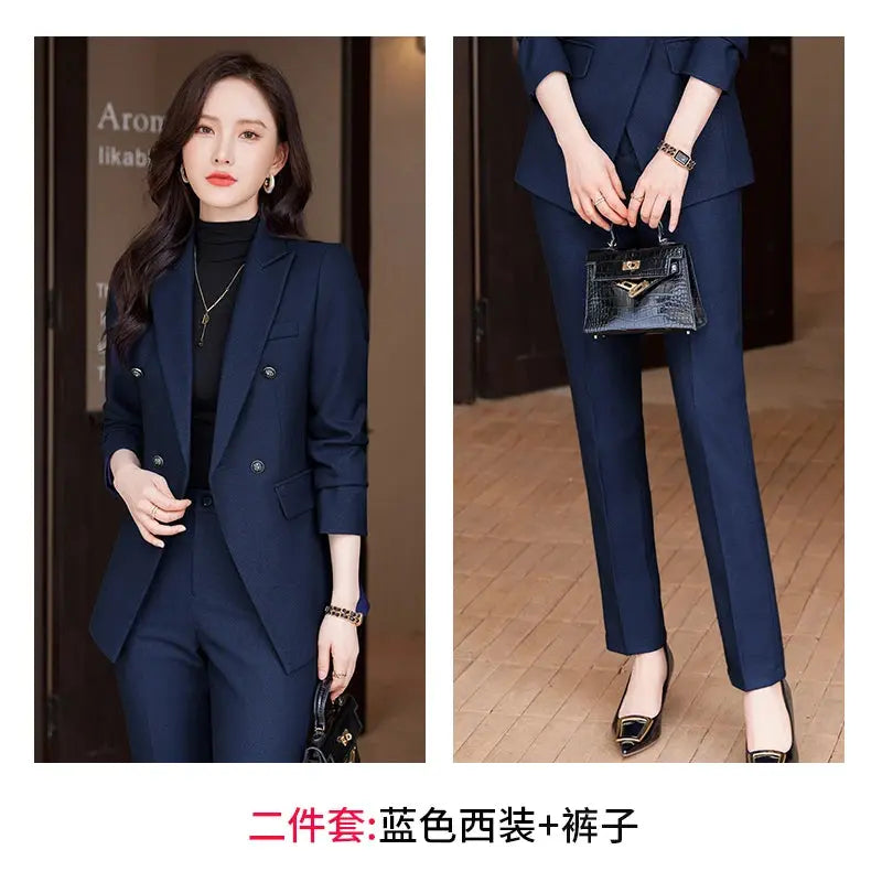 Model walking in tailored suit pants, demonstrating movement and comfort in professional attire.