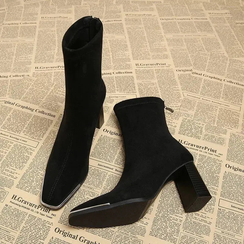 Side view of Midnight Whisper Boots highlighting durable craftsmanship and chic design.