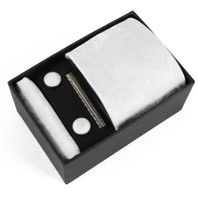 Close-up of the tie clip, showcasing its sleek design.