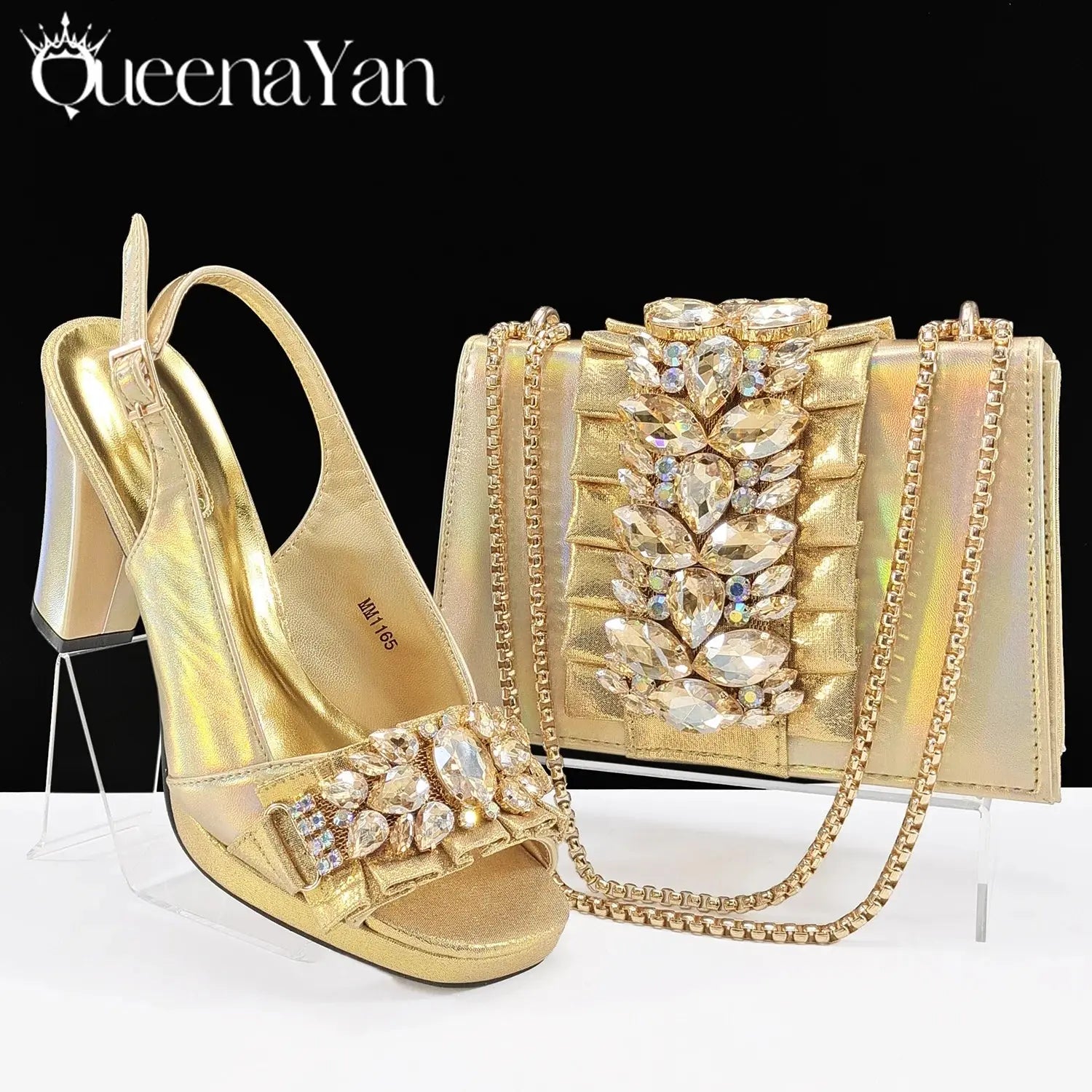 Fashion accessories: stunning emerald heels and bag set for special occasions.