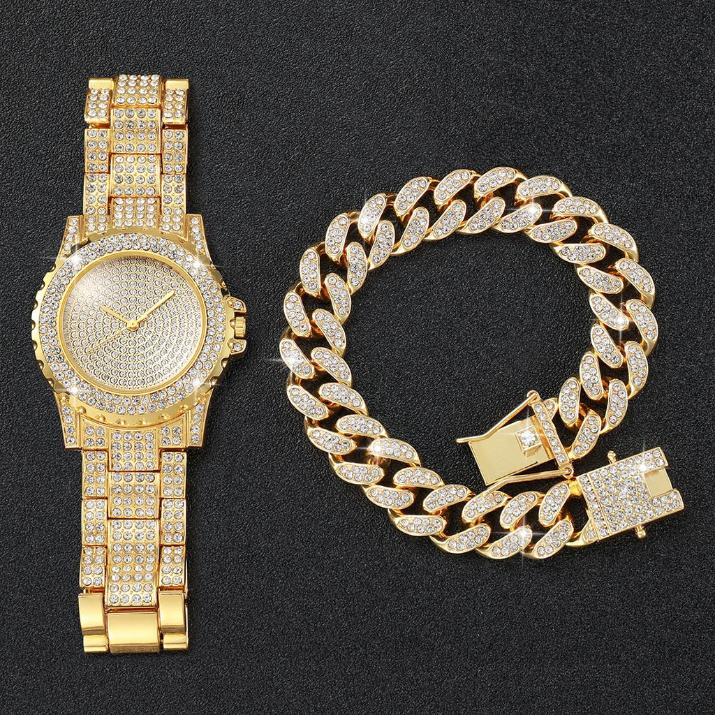 Close-up of the quartz movement watch showcasing its radiant stainless steel band.