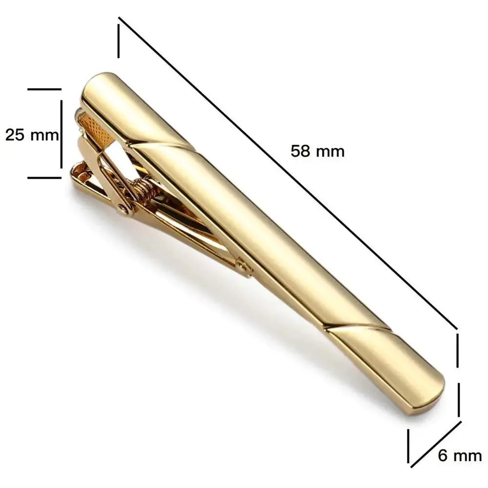 Stylish gold tie clip, a statement accessory for modern men's fashion.