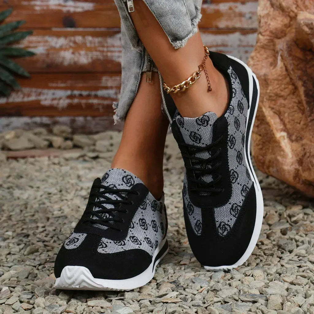 Top view of Floral Fantasy Sneakers highlighting the flat sole and floral print.