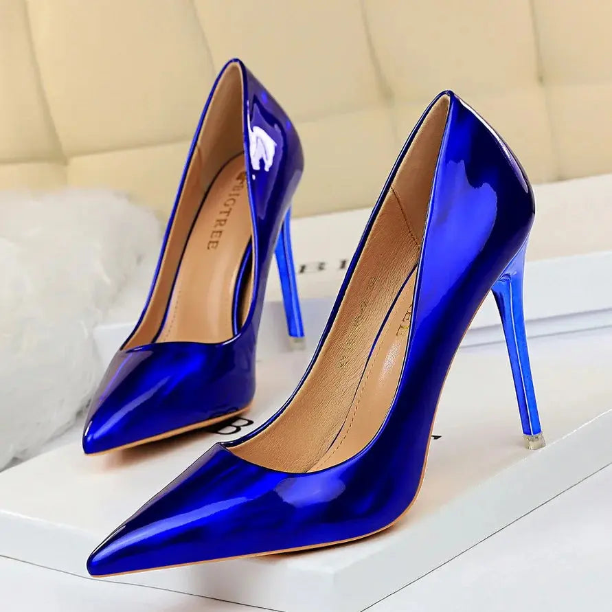 Elegant blue stiletto pumps crafted for durability and timeless style.