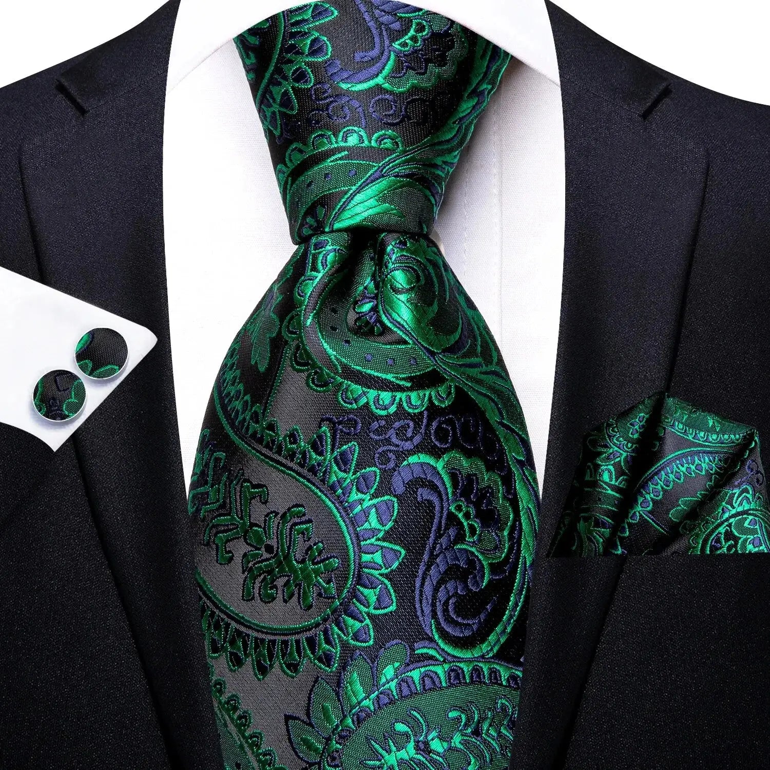 Silk tie set displayed with a gift box for a perfect gift for him.