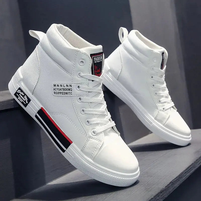 Urban Edge Sneakers in black canvas with PU blend for modern men.