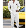 Model adjusting the zipper fly trousers, showcasing ease of wear.
