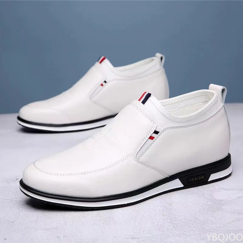 Top view of Seamless Transition White Loafers highlighting sharp, clean lines.