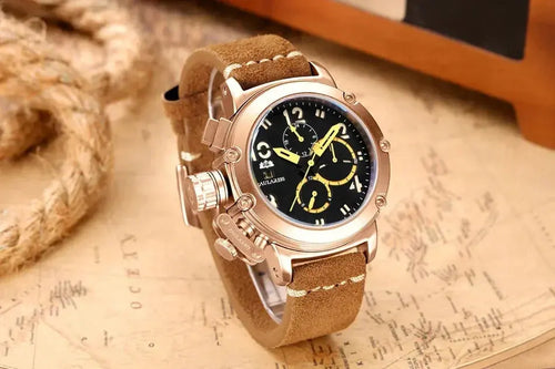 Elegant timepiece showcasing a self-winding mechanism and vintage aesthetics.