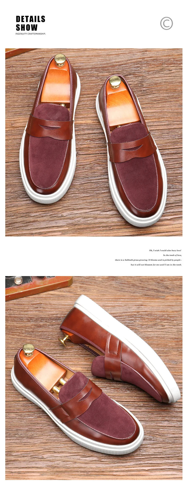 Brown platform loafers with premium suede upper and substantial cushioned sole