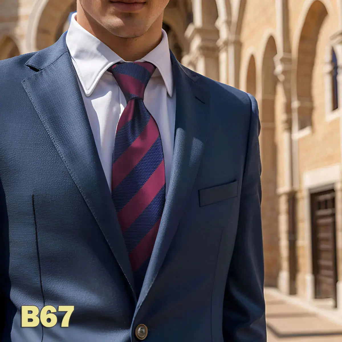 Bold blue tie made of durable microfiber, perfect for commanding attention.
